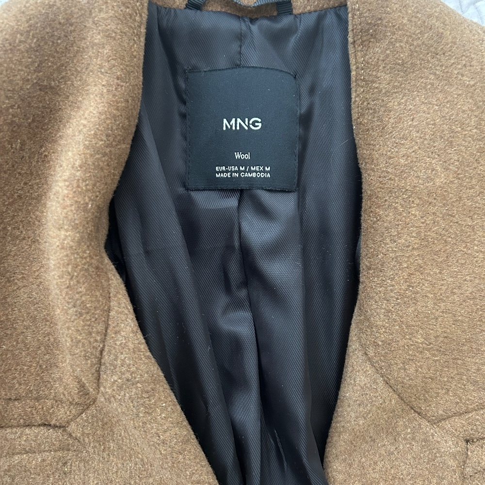 Mango NWOT Double-breasted wool coat in Ochre - Picture 8 of 15